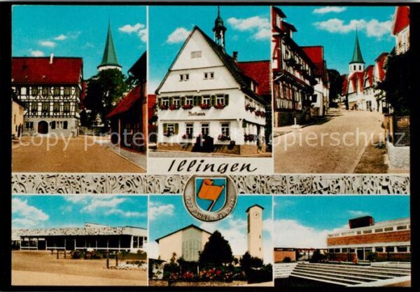 Illingen Illingen Ortszentrum Rathaus Fachwerkhaeuser Schule Kirche
