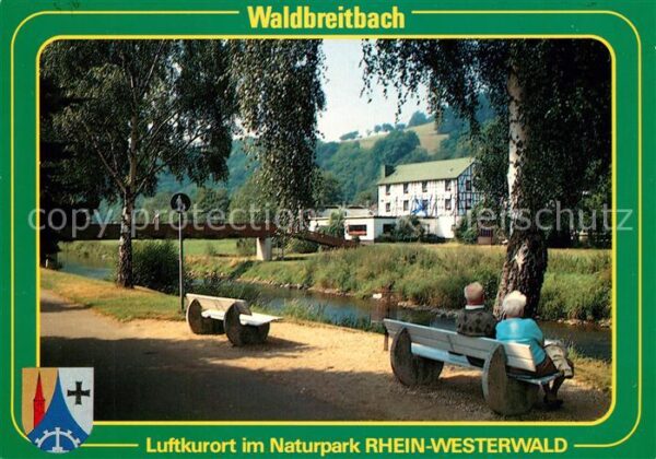 Waldbreitbach Wied Uferpromenade am Fluss Luftkurort Naturpark Rhein Westerwald