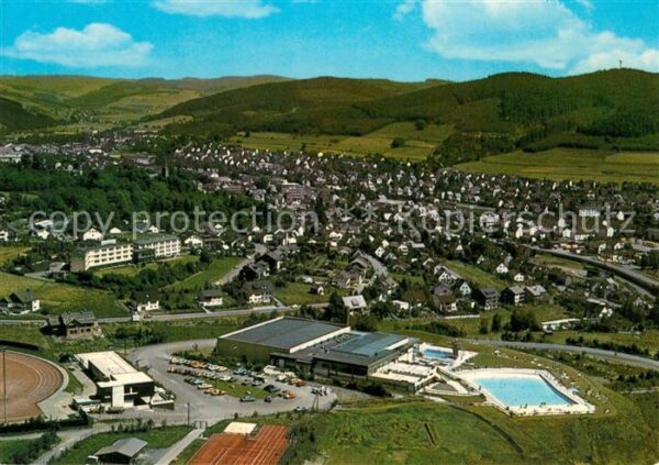 Bad Berleburg Fliegeraufnahme Hallenbad Wellenfreibad