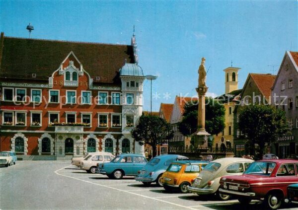 Mindelheim Marktplatz Rathaus Mariensaeule