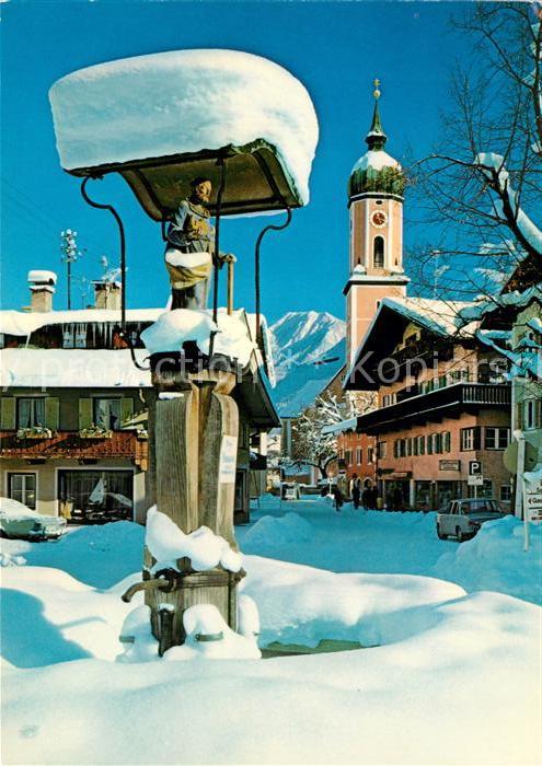 Garmisch-Partenkirchen Josephbrunnen Pfarrkirche St Martin Hoher Fricken Winteri
