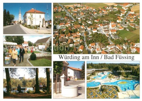 Wuerding Bad Fuessing Thermalbad Johannesbad Brunnen Partie am Inn Hauptstrasse