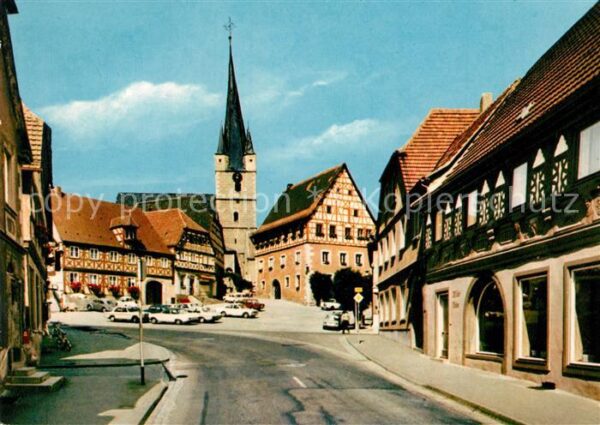 Zell Main Hauptstrasse Innenstadt Fachwerkhaeuser Kirche