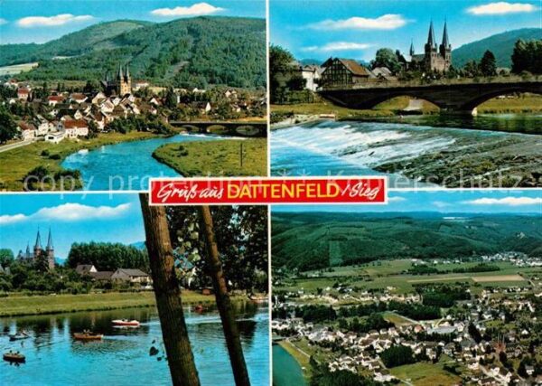 Dattenfeld Partien am Fluss Blick zur Kirche Bruecke Wehr Fliegeraufnahme