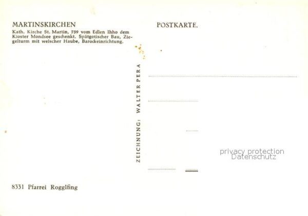 Martinskirchen Katholische Kirche St Martin Zeichnung Walter Pera Kuenstlerkarte – Bild 2