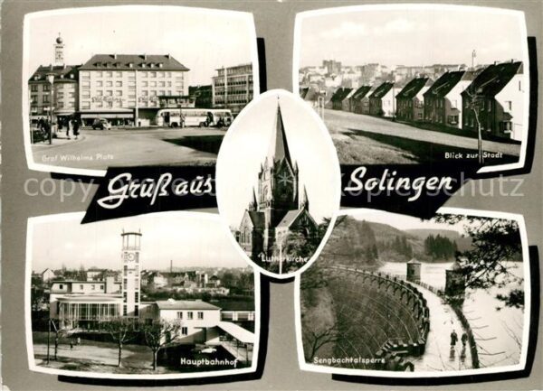 Solingen Graf Wilhelms Platz Stadtpanorama Hauptbahnhof Lutherkirche Sengbachtal