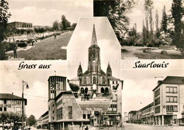 Saarlouis Schwimmbad Freibad Parkanlage Deutsche Strasse Kirche Franzoesische St