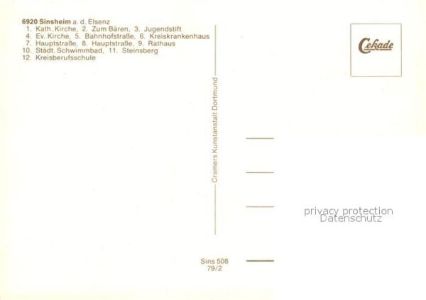 Sinsheim Elsenz Kirche Hotel Jugendstift Strassenpartie Krankenhaus Rathaus Frei – Bild 2