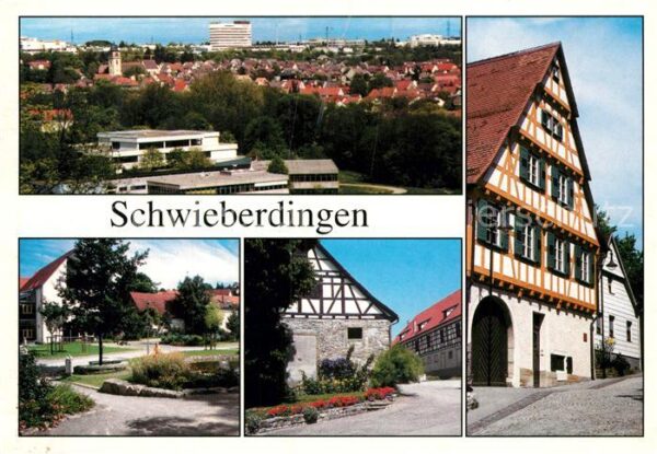 Schwieberdingen Glems Aue mit Schulzentrum Georgskirche Anlage Hofgut Nippenburg