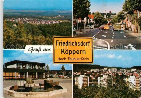 Koeppern Taunus Stadtpanorama Hauptstrasse Platz Brunnen