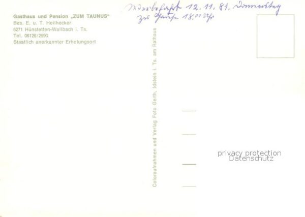 Wallbach Taunus Gasthaus Pension Zum Taunus Panorama Erholungsort – Bild 2