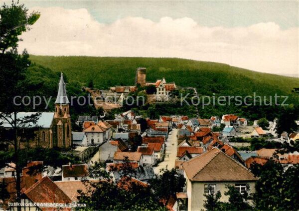 Kransberg Teilansicht Luftkurort mit Kirche und Burg