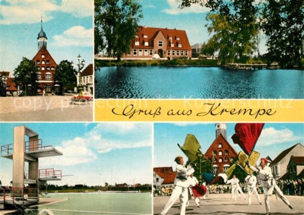 Krempe Holstein Rathaus Badesee Freibad Sprungturm Fahnenschwinger