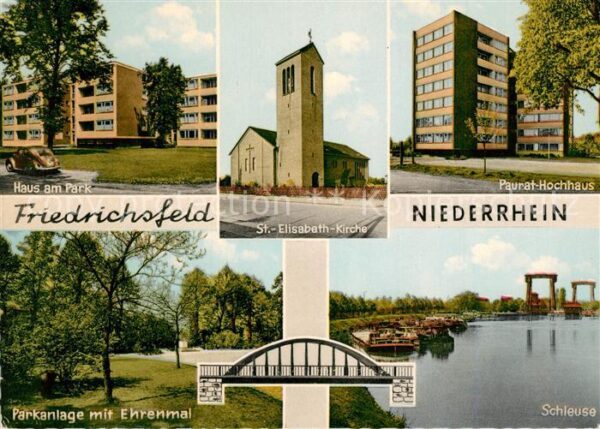 Friedrichsfeld Niederrhein Haus am Park Kirche Paurat Hochhaus Schleuse Parkanla