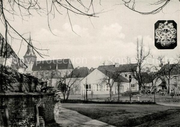 Kranenburg Niederrhein Ortsmotiv mit Kirche Wappen
