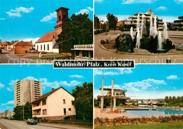 Waldmohr Kirche Brunnen Hochhaus Freibad