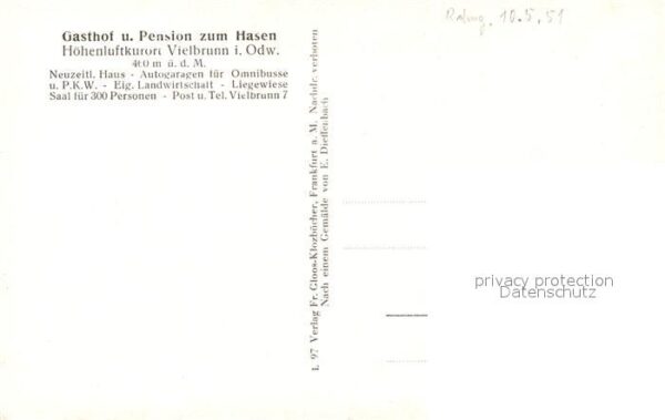 Vielbrunn Gasthof Pension zum Hasen Kirche Kuenstlerkarte – Bild 2