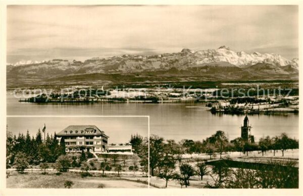 ueberlingen Bodensee Kurhotel St Leonhard Blick ueber den See zum Saentis Appenz