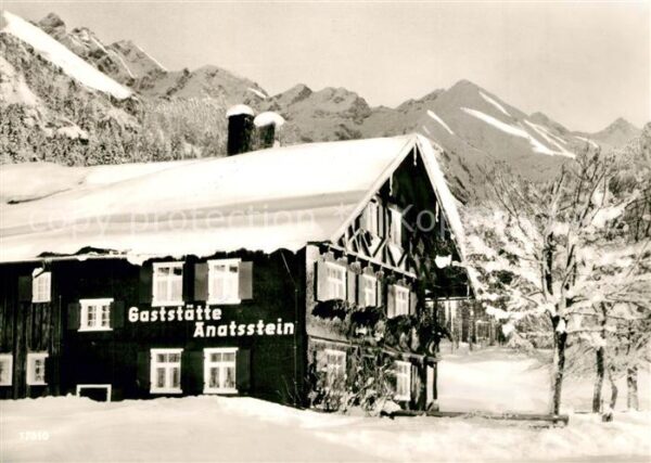 Oberstdorf Gaststaette Anasstein im Birgsautal Winterlandschaft Allgaeuer Alpen