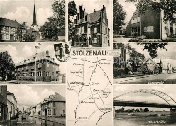 Stolzenau Weser Kirche Postamt Langestrasse Rathaus Volksschule Weserbruecke Lan