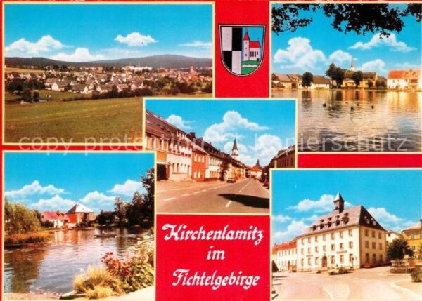Kirchenlamitz Panroama Partie am Fluss Strassenpartie Rathaus