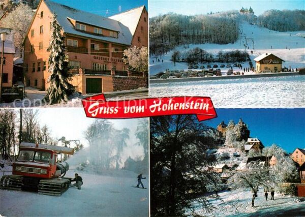 Burg Hohenstein Gasthof Pension Felsburg Schneekatze Schneekanone Wintersportpla