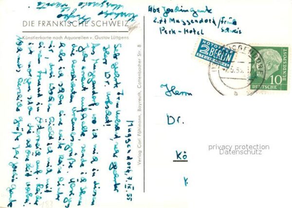 Muggendorf Fraenkische Schweiz Kuenstlerkarte nach Aquarellen von Gustav Luettge – Bild 2