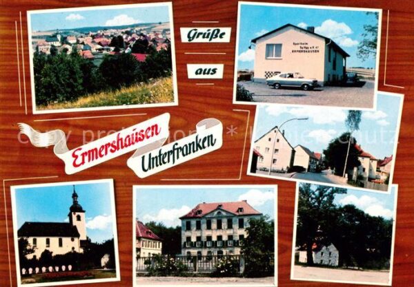 Ermershausen Unterfranken Panorama Sportheim Kirche Villa Strassenpartie