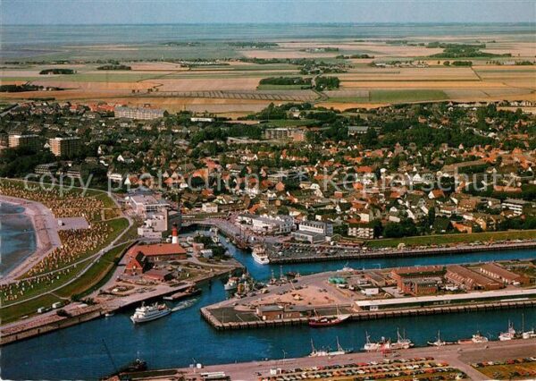 Buesum Nordseebad Fliegeraufnahme mit Hafen
