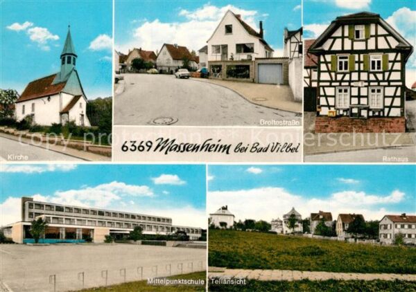 Massenheim Bad Vilbel Rathaus Kirche Mittelpunktschule