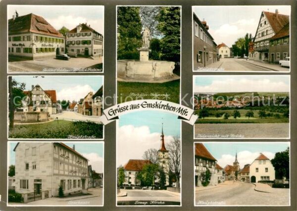 Emskirchen Gasthof Goldener Hirsch Postamt Hauptstrasse Evangelische Kirche