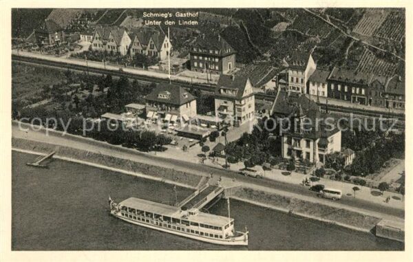 Assmannshausen Fliegeraufnahme Schmiegs Gasthof Unter den Linden