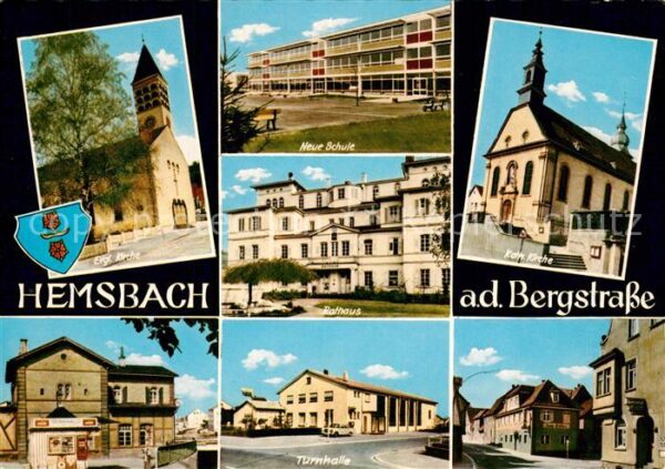 Hemsbach Bergstrasse Rathaus Evangelische Katholische Kirche Turnhalle