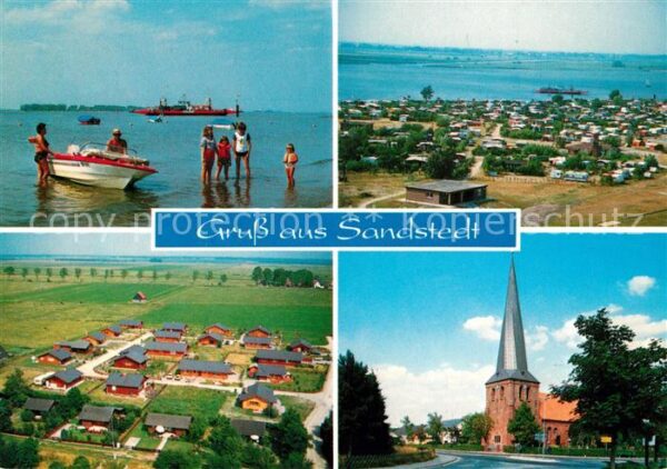 Sandstedt Strandpartie Fliegeraufnahmen Kirche