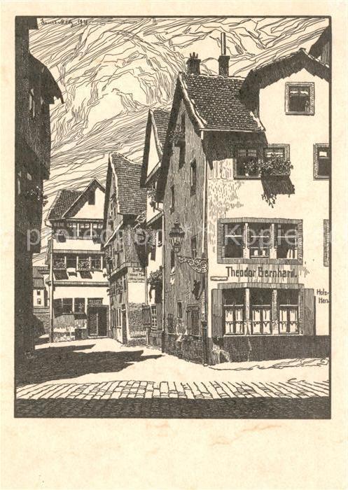 Kassel Baedergasse nach Federzeichnung aus der Mappe Alt-Cassel von Ernst Christ