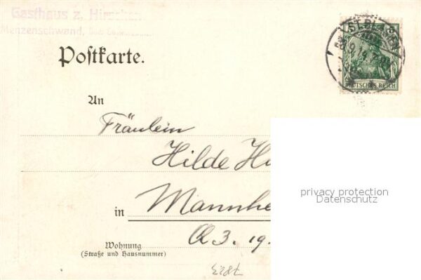 Menzenschwand Gasthaus zum Hirschen Kuenstlerkarte K. Mutter – Bild 2