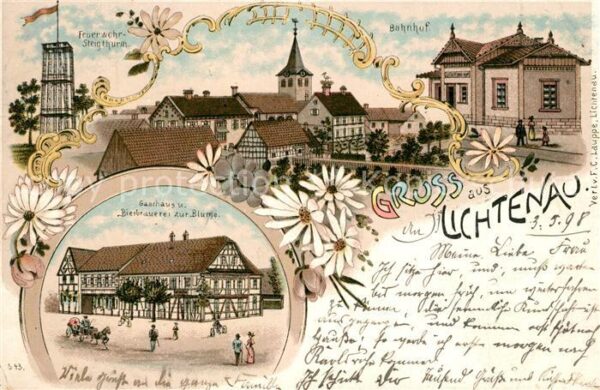 Lichtenau Baden Bahnhof Feuerwehr-Steigturm Gasthaus Bierbrauerei zur Blume