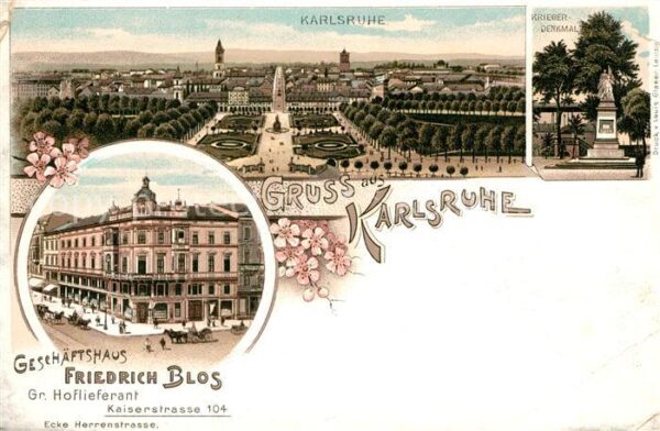 Karlsruhe Baden Geschaeftshaus Friedrich Blos Kriegerdenkmal