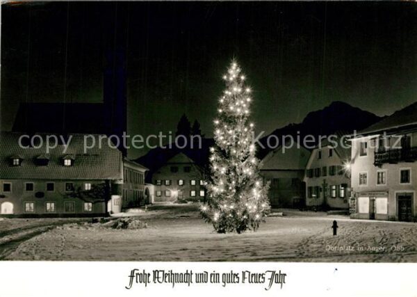Anger Chiemgau Dorfmotiv mit Weihnachtsbaum