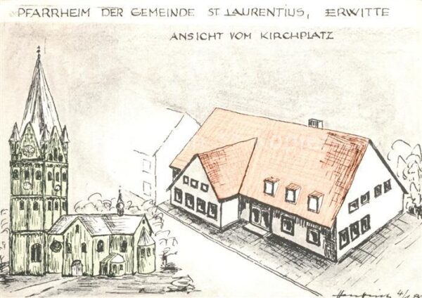 Erwitte Pfarrheim der Gemeinde St Laurentius Zeichnung