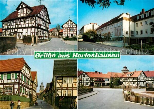 Herleshausen Ortsmitte Fachwerkhaeuser und Krankenhaus