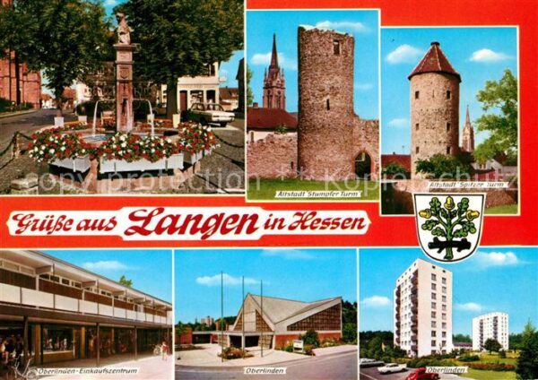 Langen Hessen Brunnen Stumpfer Turm Spitzer Turm Einkaufszentrum Oberlinden Hoch