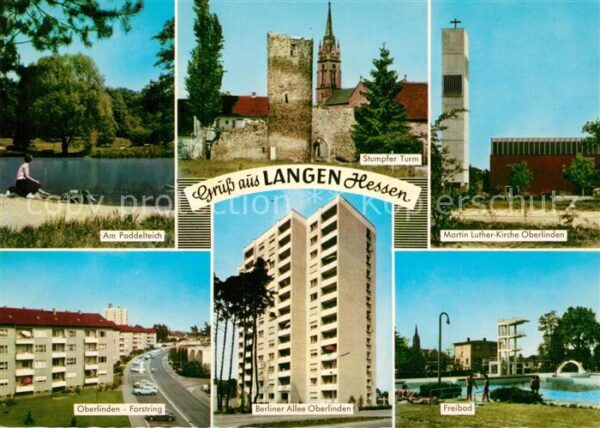 Langen Hessen Paddelteich Stumpfer Turm Martin Luther Kirche Forstring Berliner