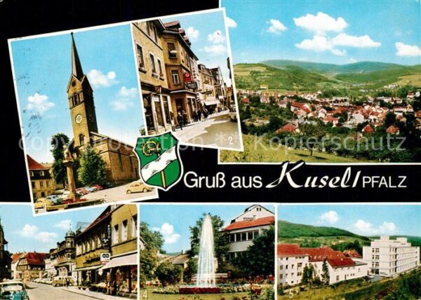 Kusel Ev Kirche mit Hutmacherbrunnen Trierer Str Rosengarten Bahnhofstr Ev Krank