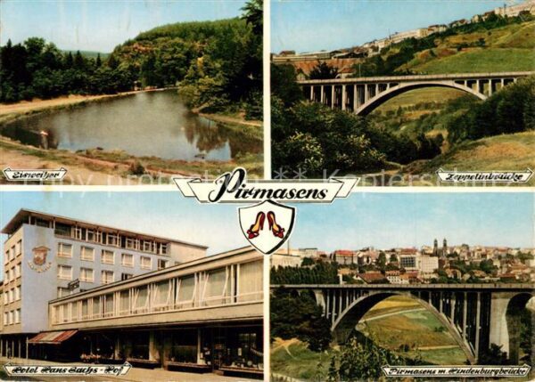 Pirmasens Eisweiher Zeppelinbuecke Hotel Hans Sachs Hof Hindenburgbruecke