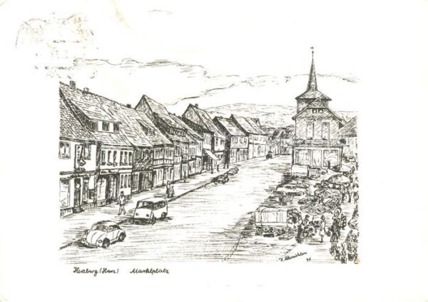 Herzberg Harz Marktplatz Zeichnung