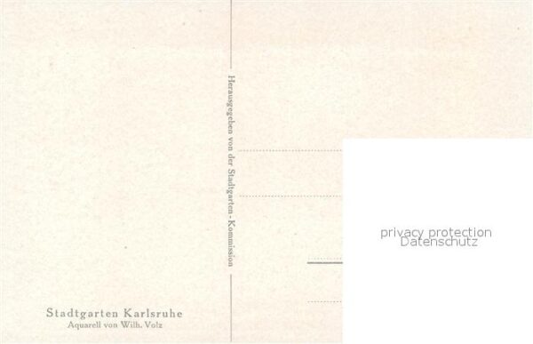 Karlsruhe Baden Stadtgarten Aquarell Wilhelm Volz – Bild 2
