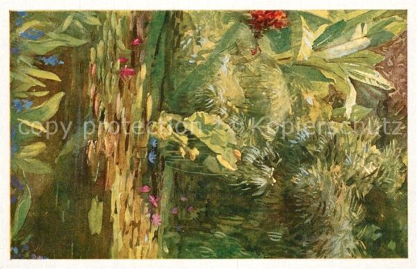 Karlsruhe Baden Stadtgarten Aquarell Wilhelm Volz