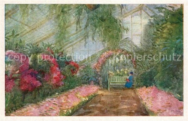 Karlsruhe Baden Stadtgarten Aquarell Wilhelm Volz