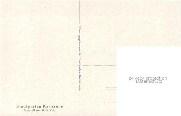 Karlsruhe Baden Stadtgarten Aquarell Wilhelm Volz – Bild 2
